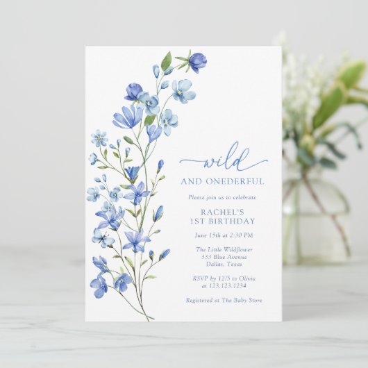 ブルーワイルド&オネダーフル野花1歳の誕生日 招待状 (スタンド正面)