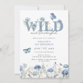 ブルーワイルド&オネダーフル野花1歳の誕生日 招待状 (正面)