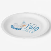 ブルーワンお洒落グース間抜けファースト誕生日 ペーパープレート (アングル)