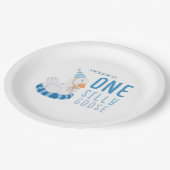 ブルーワンお洒落グース間抜けファースト誕生日 ペーパープレート (アングル)