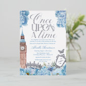 ブルーワンスオンザタイムベビーシャワープリンセス 箔招待状 (立ち正面)