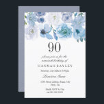 ブルーワンダーランドグレーフラワー90th誕生日招待状 招待状<br><div class="desc">ブルーワンダーランドグレーフラワー90誕生日招待状四季折々に最適</div>