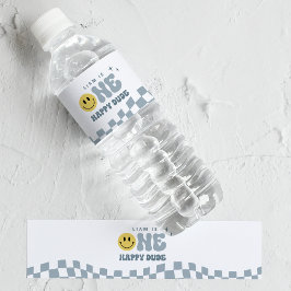 ブルーワンハッピードゥデ誕生日ウォーターボトルラベル ペットボトルラベル