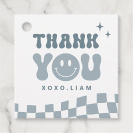 ブルーワンハッピードゥデ誕生日スクエアメッセージカード フェイバータグ