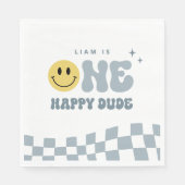 ブルーワンハッピードダードバースデーパーティナプキンズ スタンダードランチョンナプキン (正面)