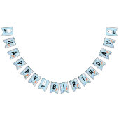 ブルーワン不気味かわいいハロウィーンハッピーバースデー バンティングフラッグ (全)