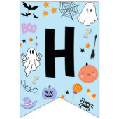 ブルーワン不気味かわいいハロウィーンハッピーバースデー バンティングフラッグ (第2の旗)