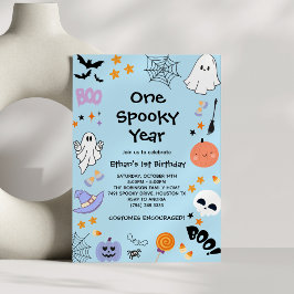 ブルーワン不気味イヤー幽霊ハロウィーン1回目の誕生日 招待状