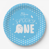 ブルーワン不気味ボーイ幽霊ハロウィーン1日の誕生日 ペーパープレート (正面)