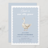 ブルーワン間抜けグースボーイ1歳招待状 招待状 (正面/裏面)