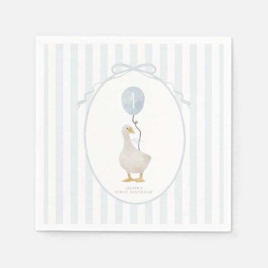 ブルーワン間抜けグース誕生日パートナプキン スタンダードカクテルナプキン (正面)