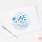 ブルーワン間抜けグース1歳の誕生日 ラウンドシール (封筒)