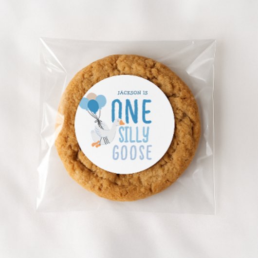 ブルーワン間抜けグース1歳の誕生日 ラウンドシール