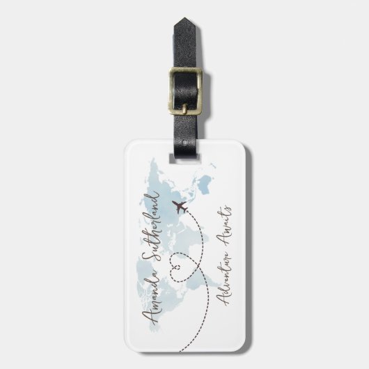 ブルーワードマップアドベンチャーアワイ名前をカスタムする ラゲッジタグ (正面縦)