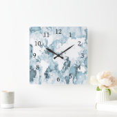 ブルーワールドマップデザイン103 スクエア壁時計 (ホーム)