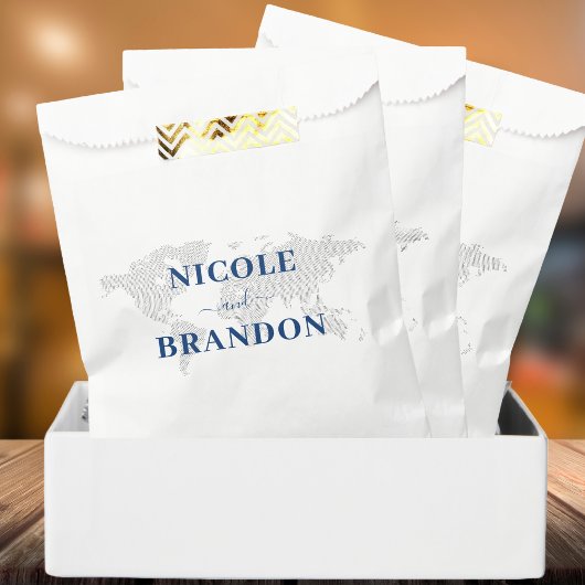 ブルーワールドマップデスティネーションウェディング フェイバーバッグ