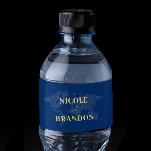 ブルーワールドマップデスティネーションウェディング ペットボトルラベル
