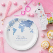 ブルーワールドマップトラベルアドベンチャーベビーシャワー ペーパープレート (パーティー)