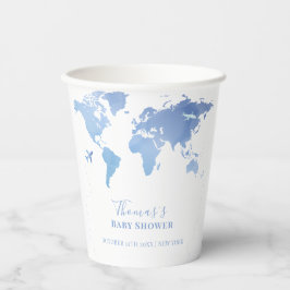 ブルーワールドマップトラベルアドベンチャーベビーシャワー 紙コップ