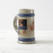 ブルーワールド最高ののパパ写真カスタムコラージュ ビールジョッキ (正面左)