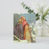 ブルーンクリスマスモーニングガールズヴィンテージドイツ シーズンポストカード (スタンド正面)