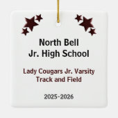 ブルーンドトラック&フィールドガールinマルーン&ブラック セラミックオーナメント (裏面)