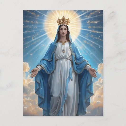 ブルーヴァージンメアリー悔やみや弔慰折り畳みグリーティングカード シーズンポストカード (正面)