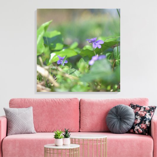 ブルーヴィオレットフラワーフローラ植物写真 キャンバスプリント (インサイチュ (リビング))