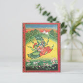 ブルーヴィシュヌオンガルーダヒンドゥー神のアートカード ポストカード (スタンド正面)