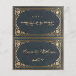 ブルーヴィンテージウェディング座席表プリントゲスト名