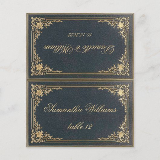 ブルーヴィンテージウェディング座席表プリントゲスト名 (正面)