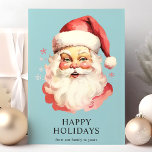 ブルーヴィンテージウォーターカラーサンタクロースクリスマス シーズンカード<br><div class="desc">フェスティバルの挨拶を送るブルーヴィンテージ水色サンタクロースのクリスマスホリデーカード！背景に魅力的サンタの懐かしい水彩画イラストレーションを施し、繊細な雪鮮やか雪で飾ったカード。休日の応援を広めるのに最適な、このカードはクリスマスの永遠の精神を捉える。内側は空白の、友人や家族のためにメッセージをパーソナライズできる。カード高品質ストックで作られたこのホリデーカードは必ず受信者に喜びを与える。共有この美しいヴィンテージのホリデーカードで季節のインスパイア魔法。</div>