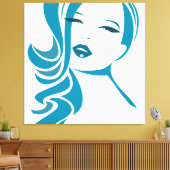 ブルーヴィンテージウーマン顔 キャンバスプリント (インサイチュ (リビング))