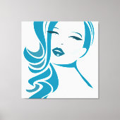 ブルーヴィンテージウーマン顔 キャンバスプリント (正面)