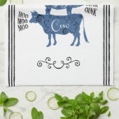 ブルーヴィンテージカントリーファームハウス キッチンタオル (折り畳み)