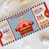 ブルーヴィンテージカーニバルチケットエントランス誕生日 招待状