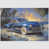 ブルーヴィンテージカー熱帯海辺デコページ 薄葉紙 (正面)