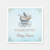 ブルーヴィンテージクラシックボーイベビーシャワー スタンダードカクテルナプキン (正面)