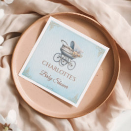 ブルーヴィンテージクラシックボーイベビーシャワー スタンダードカクテルナプキン