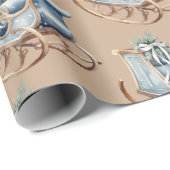 ブルーヴィンテージクリスマススそり | ラッピングペーパー (ロールコーナー)