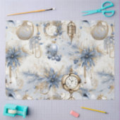 ブルーヴィンテージクリスマスフローラ切り離 薄葉紙 (クラフト)