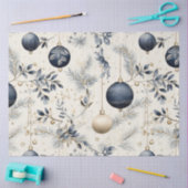 ブルーヴィンテージクリスマスフローラ切り離 薄葉紙 (クラフト)