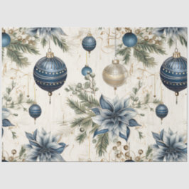 ブルーヴィンテージクリスマスフローラ切り離 薄葉紙