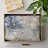 ブルーヴィンテージクリスマスフローラ切り離 薄葉紙 (ギフト)