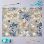 ブルーヴィンテージクリスマスフローラ切り離 薄葉紙 (クラフト)