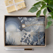 ブルーヴィンテージクリスマスフローラ切り離 薄葉紙 (ギフト)