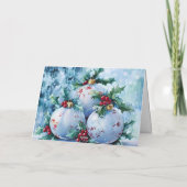 ブルーヴィンテージクリスマス花模様カスタマイズ シーズンカード (裏面)