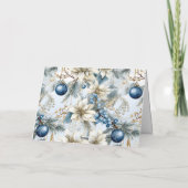 ブルーヴィンテージクリスマス花模様 シーズンカード (裏面)