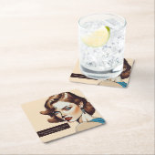 ブルーヴィンテージサンシャイン引用文 スクエアペーパーコースター (インサイチュ)