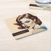 ブルーヴィンテージサンシャイン引用文 スクエアペーパーコースター (アングル)